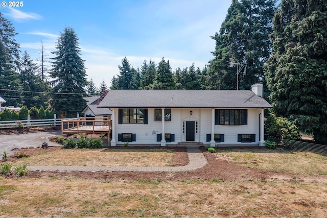 6195 Pear Tree Ln SE, Salem, OR 97317 - bi-level home with a chimney and a wooden deck