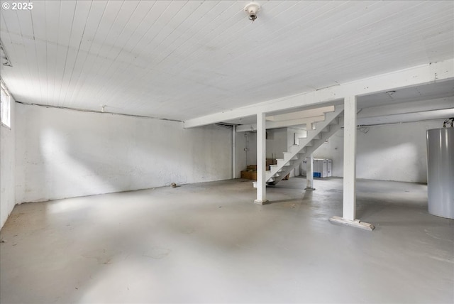 4004 N Montana Ave, Portland, OR 97227 - finished below grade area with water heater, stairs, and wood ceiling