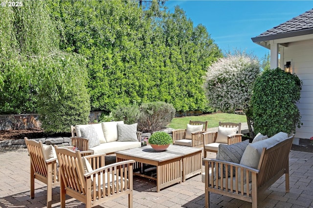 view of patio featuring an outdoor living space