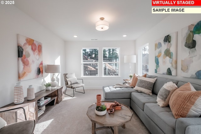 22987 Bland Cir, West Linn, OR 97068 - carpeted living room with recessed lighting