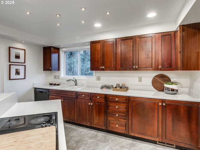 kitchen featuring dishwasher, sink, and stove