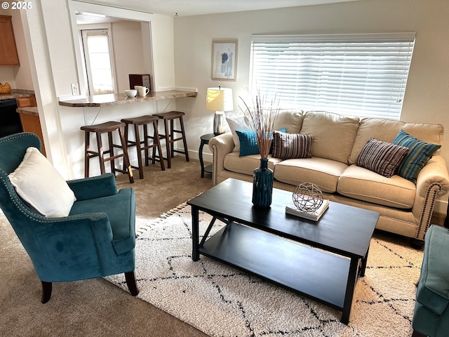 view of carpeted living area