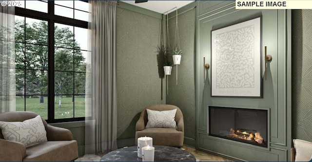 5616 NW 146th Cir Lot 1, Vancouver, WA 98685 - sitting room with a glass covered fireplace and wallpapered walls