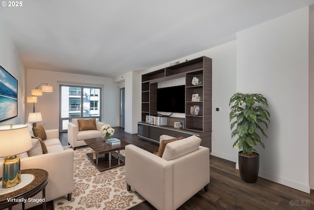 living room with hardwood / wood-style floors