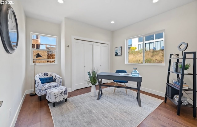 30403 Sawyer Way, Gold Beach, OR 97444 - home office with wood finished floors, recessed lighting, and baseboards