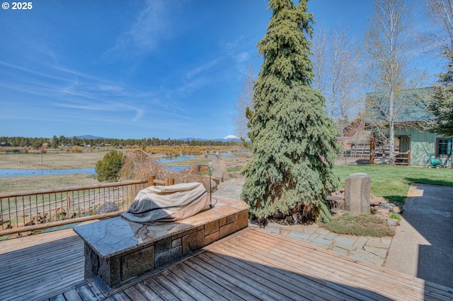 52995 Riverview Dr, La Pine, OR 97739 - deck featuring a water view and a yard