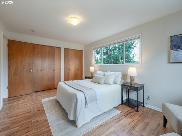 2625 Potter St, Eugene, OR 97405 - bedroom with two closets, light wood-type flooring, and baseboards