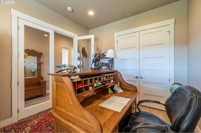 office featuring wood-type flooring