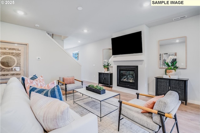 living room featuring light hardwood / wood-style flooring