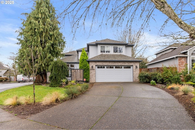 front facade with a garage