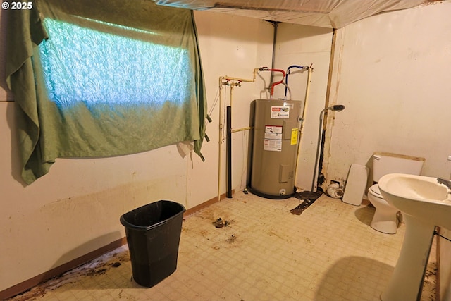 utility room with electric water heater