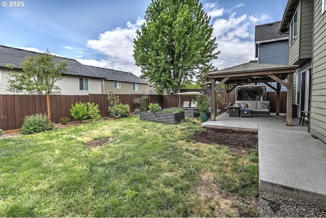16295 SE Slate St, Damascus, OR 97089 - view of yard with outdoor lounge area, a gazebo, a garden, and a patio area