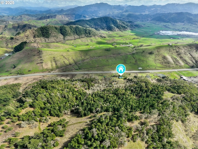 aerial view with a mountain view