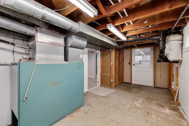 view of unfinished basement