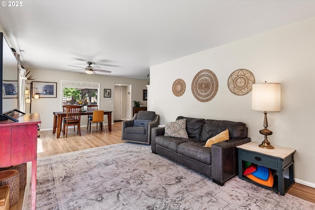 14955 Profitt Loop, Baker City, OR 97814 - living room featuring wood finished floors and a ceiling fan