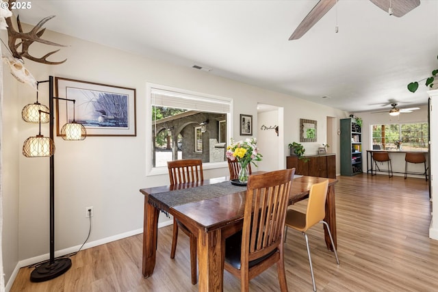 14955 Profitt Loop, Baker City, OR 97814 - dining room with a ceiling fan and light wood-style flooring