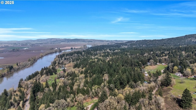 6596 River Rd, Salem, OR 97306 - aerial view with a view of trees and a water and mountain view