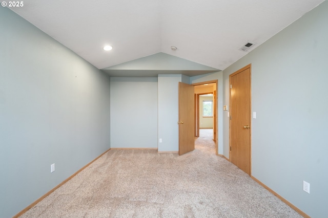 7501 NE 51st Way, Vancouver, WA 98662 - spare room featuring light colored carpet, lofted ceiling, baseboards, and recessed lighting