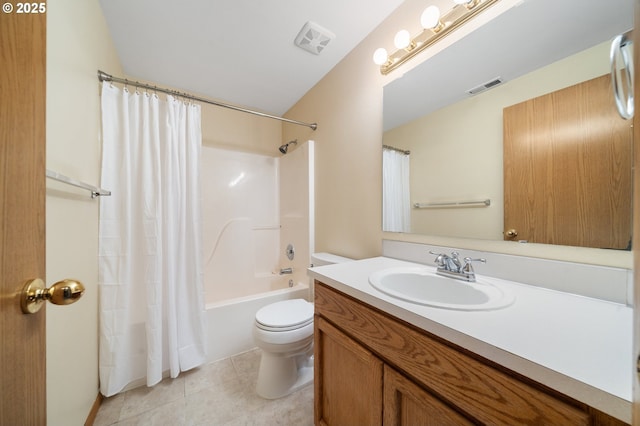 7501 NE 51st Way, Vancouver, WA 98662 - bathroom with toilet, vanity, shower / bath combination with curtain, and tile patterned floors