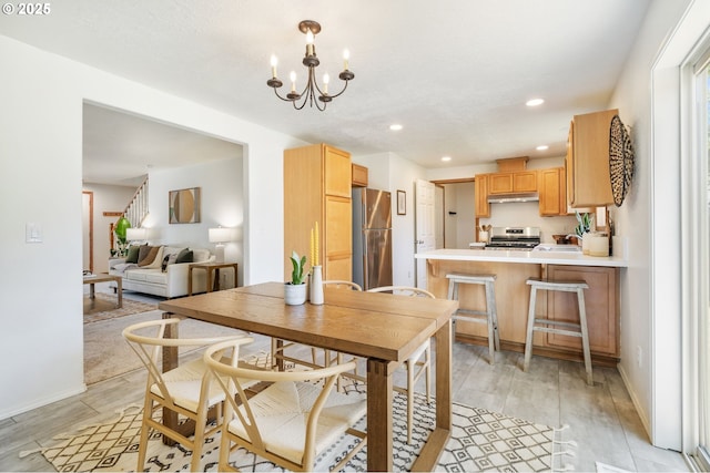 6837 SE 84th Ave, Portland, OR 97266 - dining room featuring light wood-type flooring, recessed lighting, and a chandelier