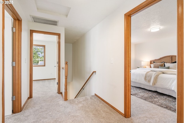 6837 SE 84th Ave, Portland, OR 97266 - hall featuring an upstairs landing, carpet flooring, and attic access