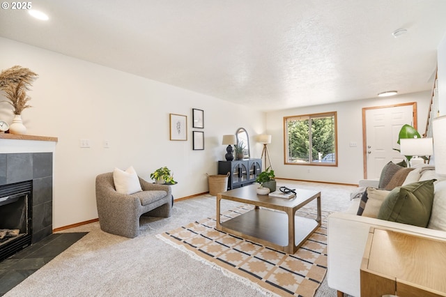 6837 SE 84th Ave, Portland, OR 97266 - living area with carpet and a tile fireplace