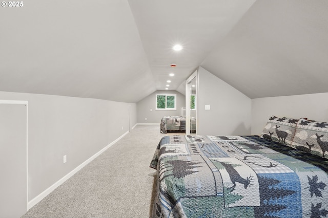 23595 E Lolo Pass Rd, Rhododendron, OR 97049 - bedroom featuring carpet, baseboards, and lofted ceiling