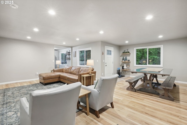 23595 E Lolo Pass Rd, Rhododendron, OR 97049 - living area with recessed lighting, light wood finished floors, healthy amount of natural light, and baseboards