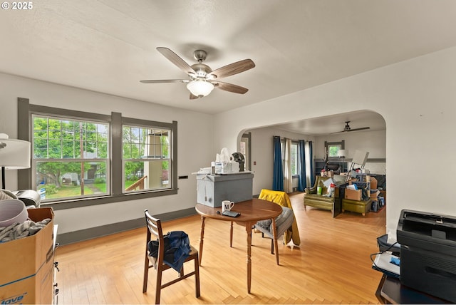 339 W Laurelwood Ct, Roseburg, OR 97470 - office space featuring ceiling fan, arched walkways, plenty of natural light, and light wood-style flooring