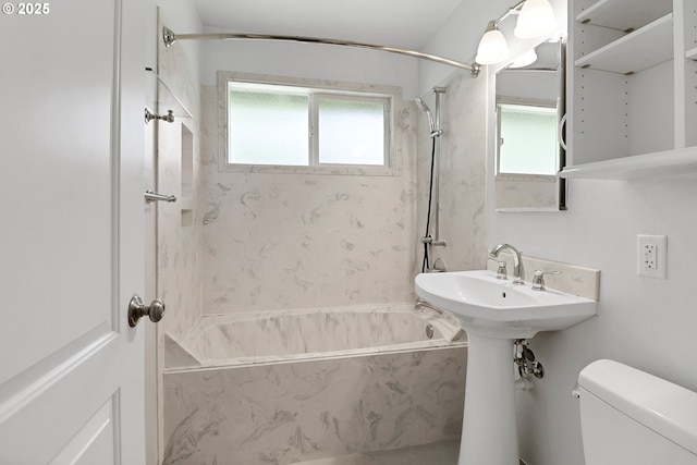 1437 Sequoia Ave, Springfield, OR 97477 - bathroom with a combined bath / shower with marble appearance and toilet