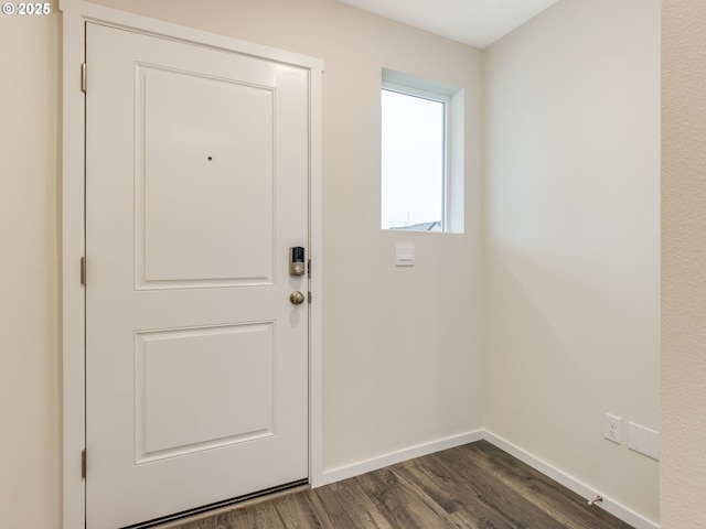 doorway featuring dark wood-type flooring