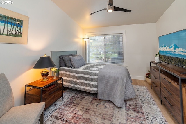 60486 Seventh Mountain Dr, Bend, OR 97702 - bedroom featuring baseboards, light wood-style flooring, and ceiling fan