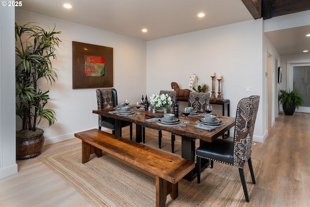 60486 Seventh Mountain Dr, Bend, OR 97702 - dining space featuring baseboards, recessed lighting, and light wood-style flooring