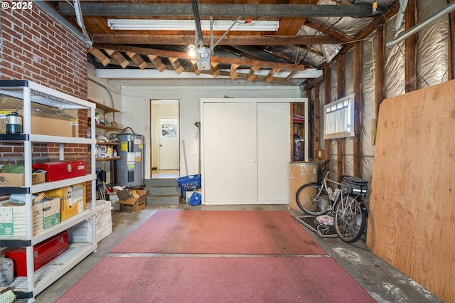 garage with electric water heater