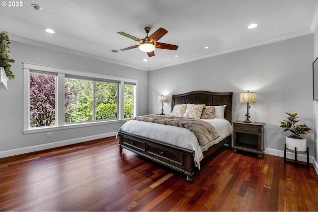 669 W T St, Washougal, WA 98671 - bedroom with wood finished floors, recessed lighting, ceiling fan, and crown molding