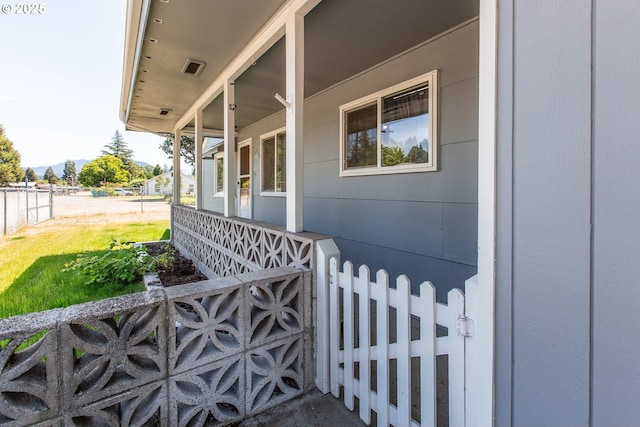 47508 Hansen St, Oakridge, OR 97463 - doorway to property with covered porch and a mountain view