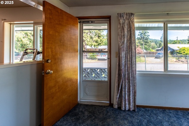 47508 Hansen St, Oakridge, OR 97463 - doorway with carpet flooring, plenty of natural light, and baseboards