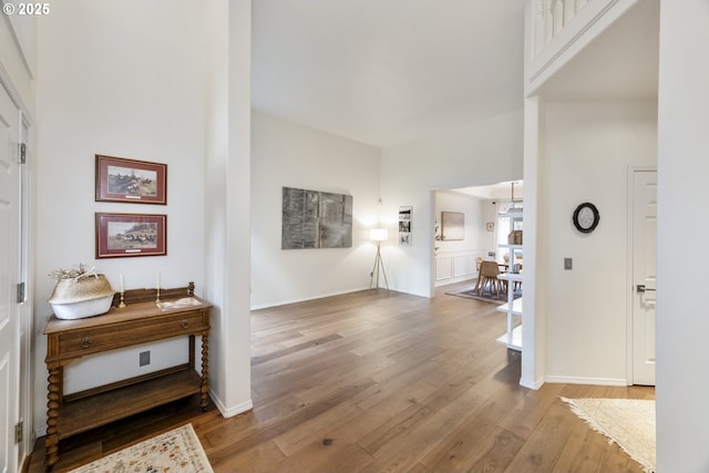 foyer with wood finished floors