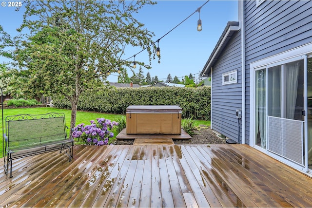 1543 NE Hyde St, Hillsboro, OR 97124 - wooden deck with a hot tub and a yard