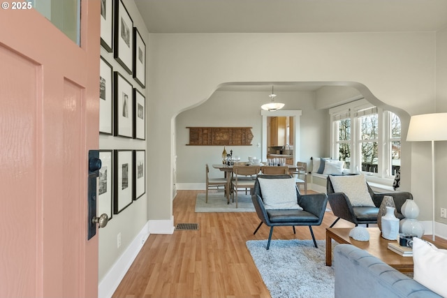 living room featuring light hardwood / wood-style floors