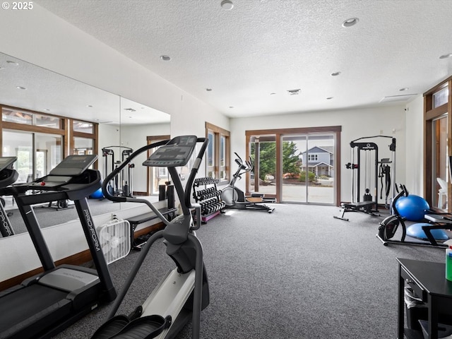 4257 SE Jetty Ave, Lincoln City, OR 97367 - workout area featuring recessed lighting, a textured ceiling, visible vents, and carpet floors