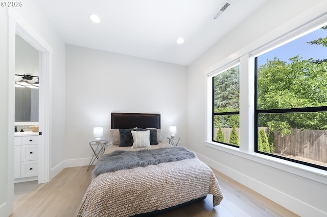 1931 13th St, West Linn, OR 97068 - bedroom featuring light wood-style floors, recessed lighting, and ensuite bathroom