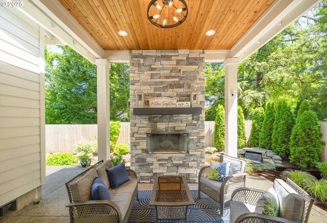 1931 13th St, West Linn, OR 97068 - view of patio / terrace featuring an outdoor living space with a fireplace
