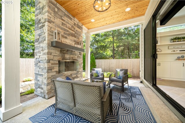 1931 13th St, West Linn, OR 97068 - view of patio featuring an outdoor living space with a fireplace