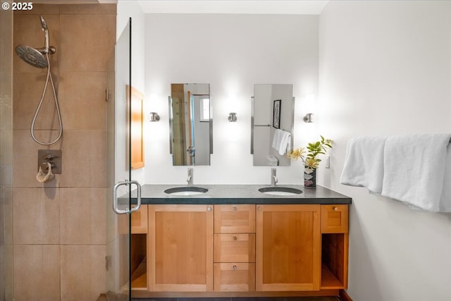 8316 SE 7th Ave, Portland, OR 97202 - full bathroom featuring a shower stall and double vanity