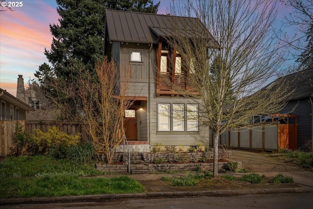 8316 SE 7th Ave, Portland, OR 97202 - view of front of property with a standing seam roof, board and batten siding, and metal roof
