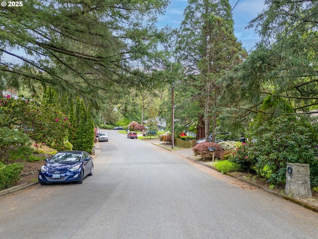 view of road featuring curbs