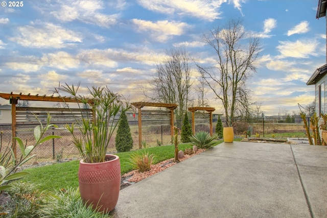 view of patio / terrace featuring a pergola