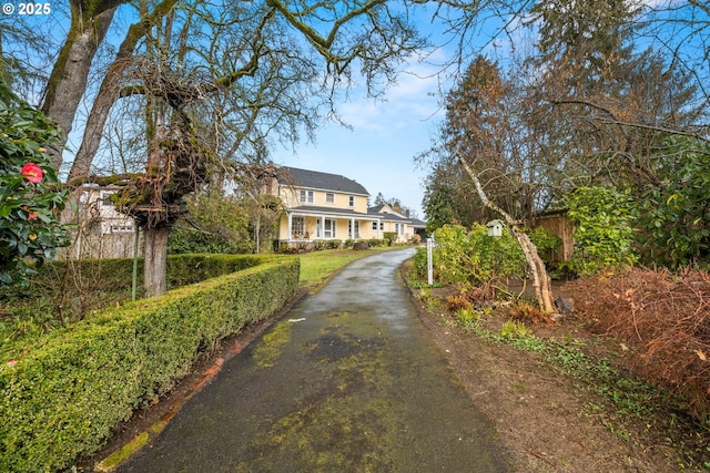 view of road with driveway