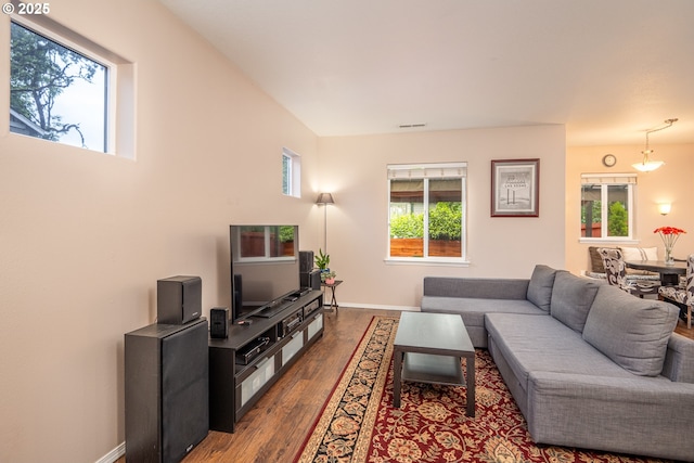 5761 Mt Vernon Rd, Springfield, OR 97478 - living room featuring healthy amount of natural light, wood finished floors, and baseboards